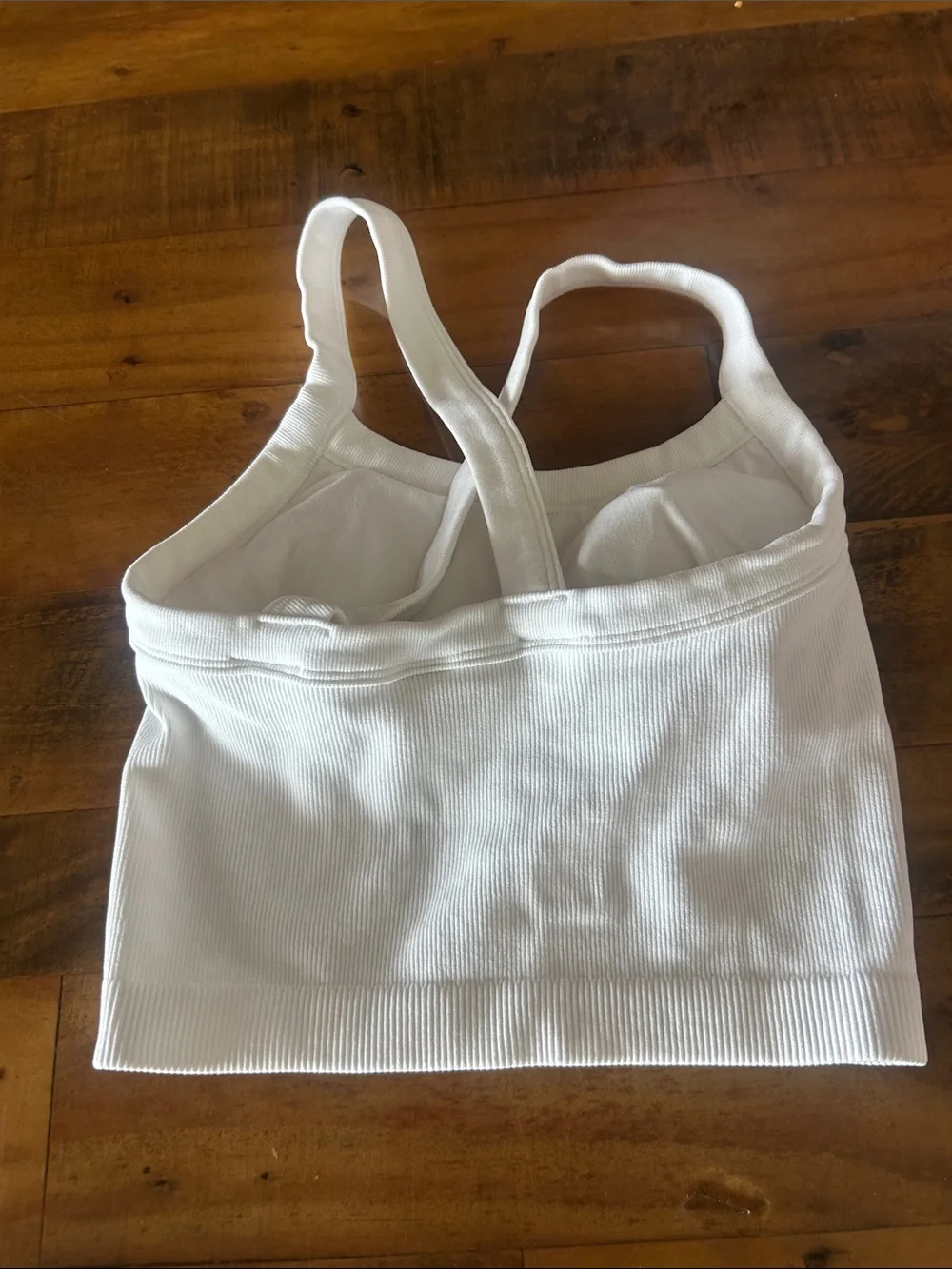 White Ribbed Cropped Tank Top